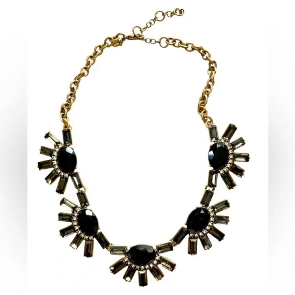 J Crew Black Rhinestone statement necklace